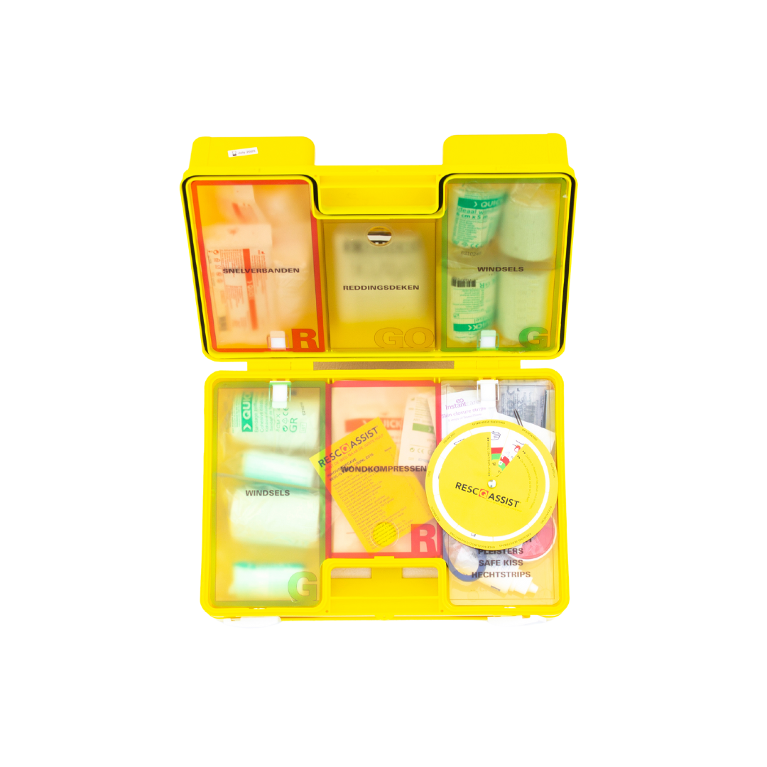 BHV middelen
EHBO middelen
Verbanddoos
Verbandtrommel
